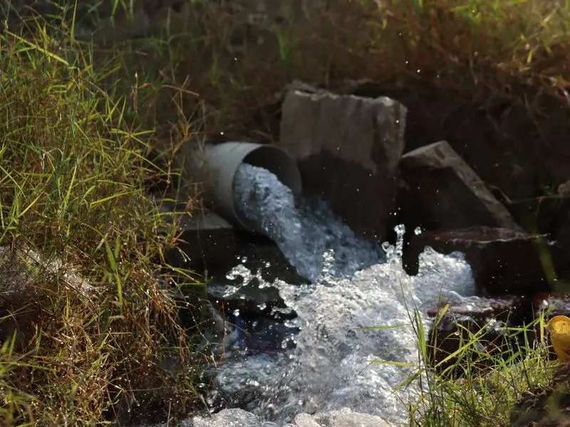 Water gushing from a borewell pipe