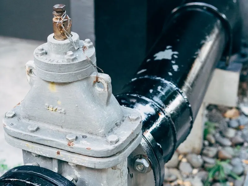 Industrial water valve and pipe