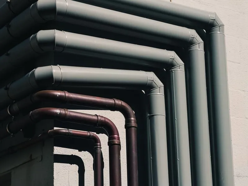 Pipe network on a building wall