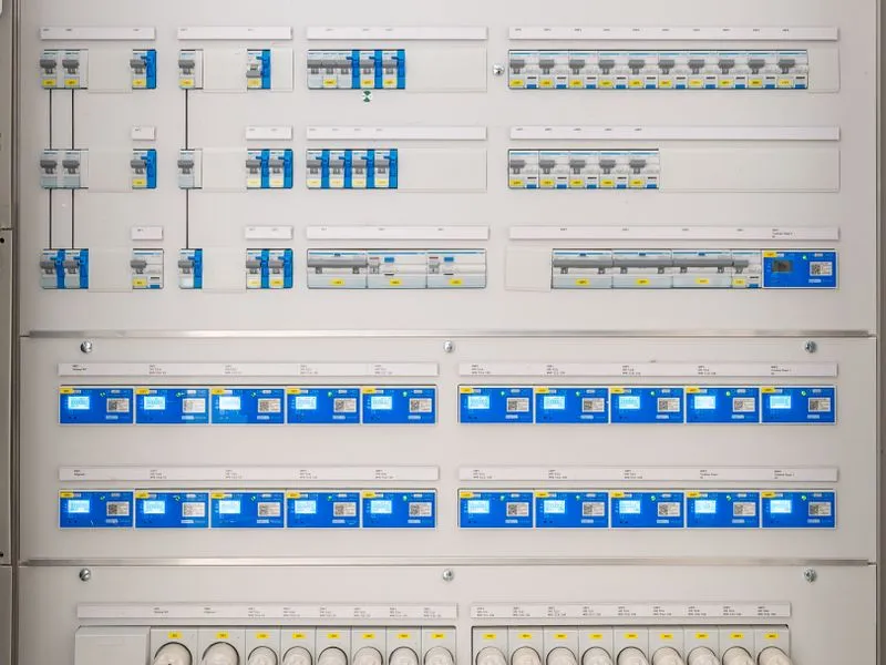 Electrical distribution panel with breakers