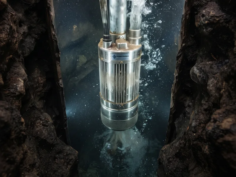 Submersible pump installed inside a borewell